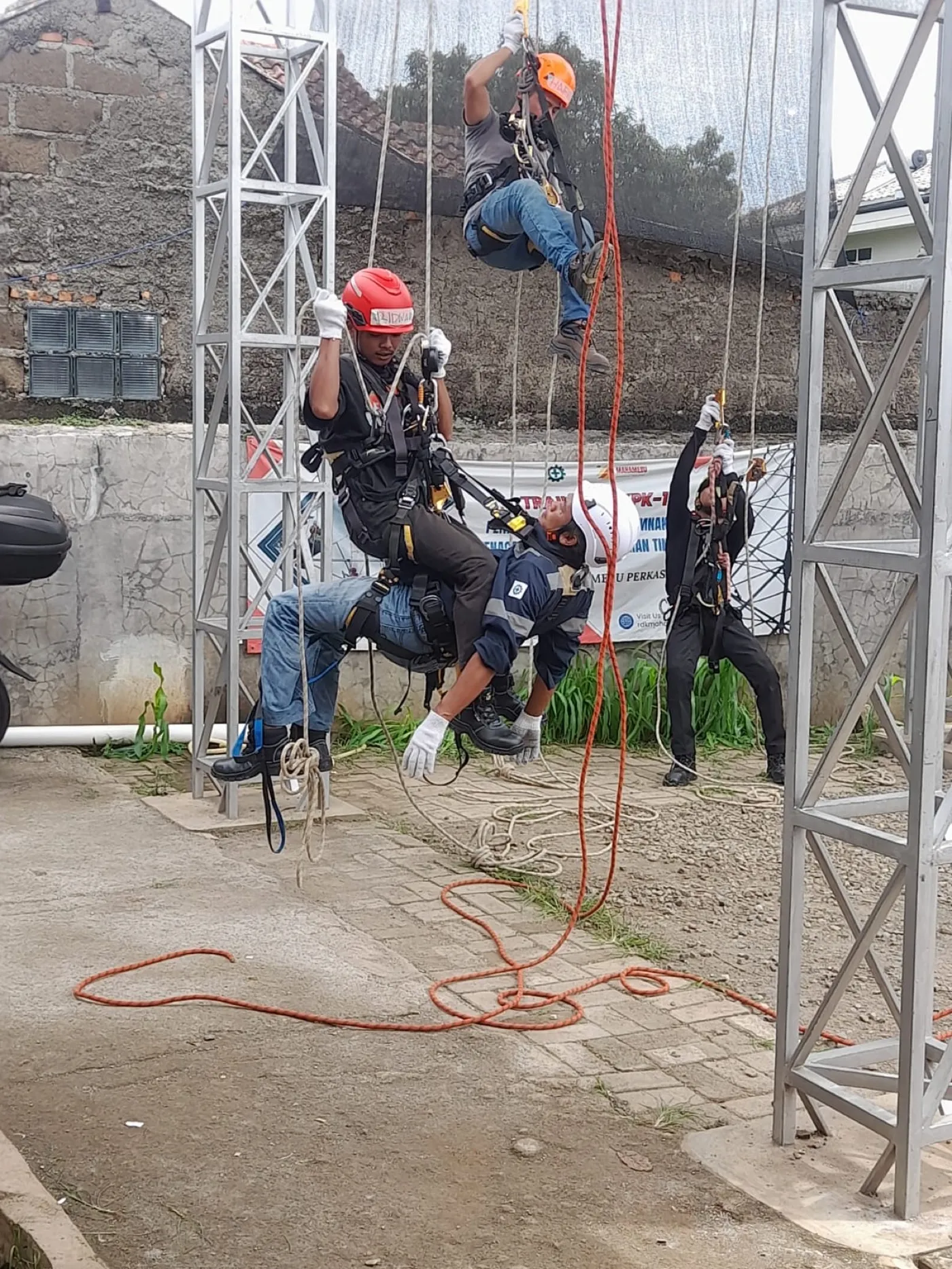 Harrasima field team in safety gear during HSE drill